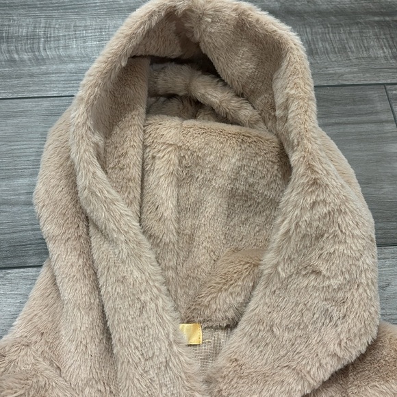 Cult favorite women’s NYC teddy bear tan fleece pull over hoodie size XL - Picture 5 of 6